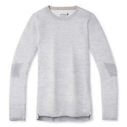 Smartwool Intraknit Merino 200 Crew Top Women's in Light Grey Heather and White